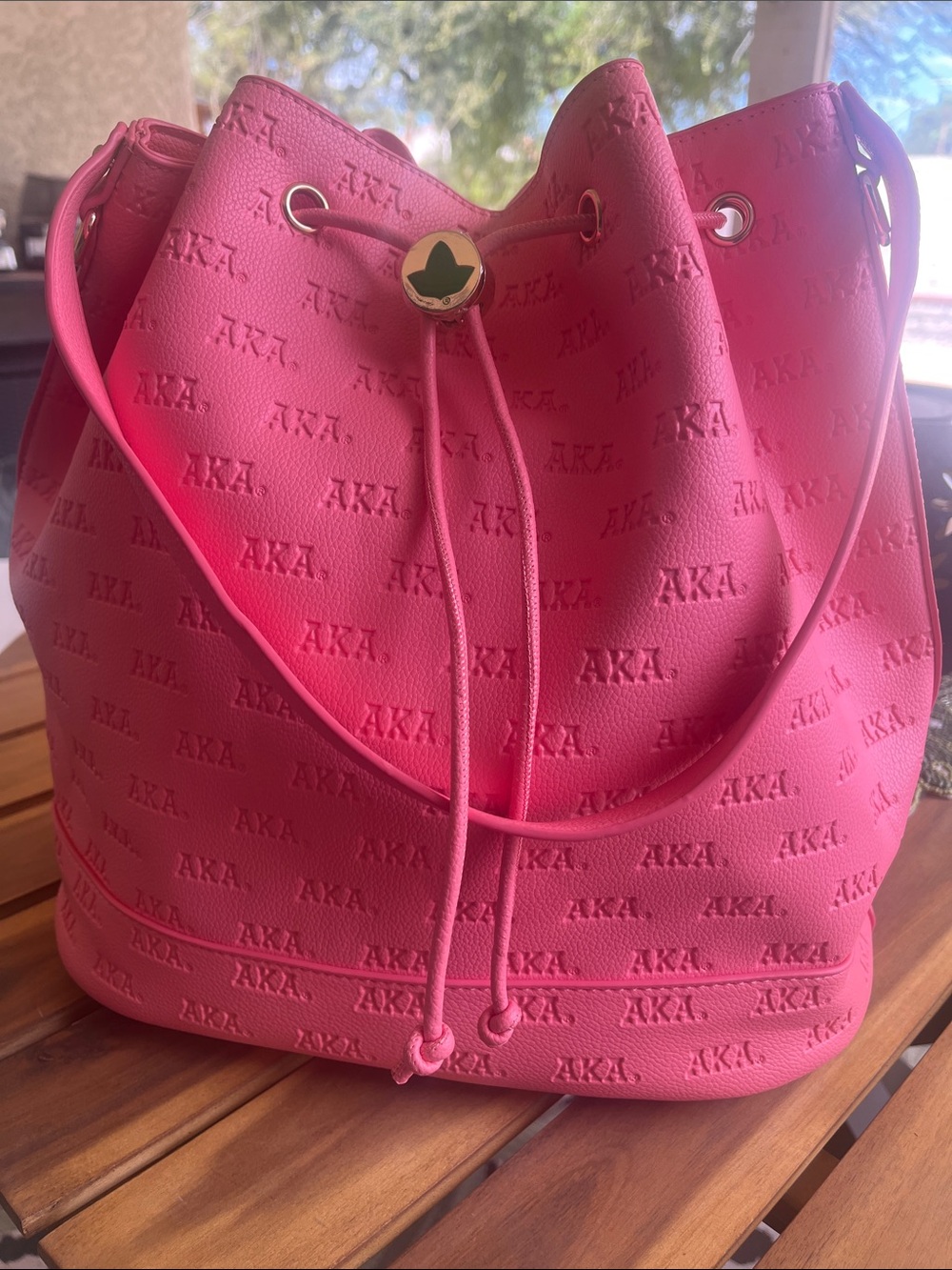 Pink Drawstring Bucket Bag